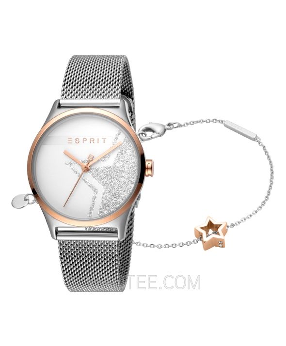 Esprit Pyramid Silver Mesh With Bracelet For Women | ساعة يد | ساعات | هدايا