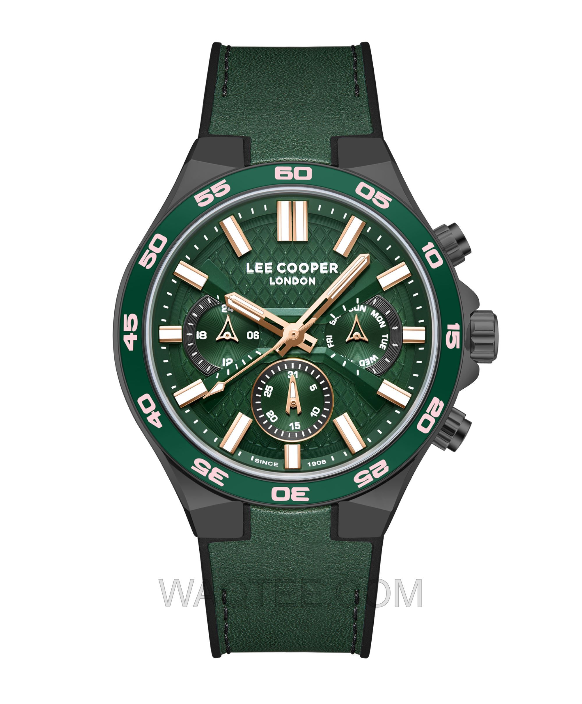Lee Cooper Alfred Multifunction Army Green Leather Army Green Dial For Men | LC08066.077 | ساعة يد | ساعات | هدايا