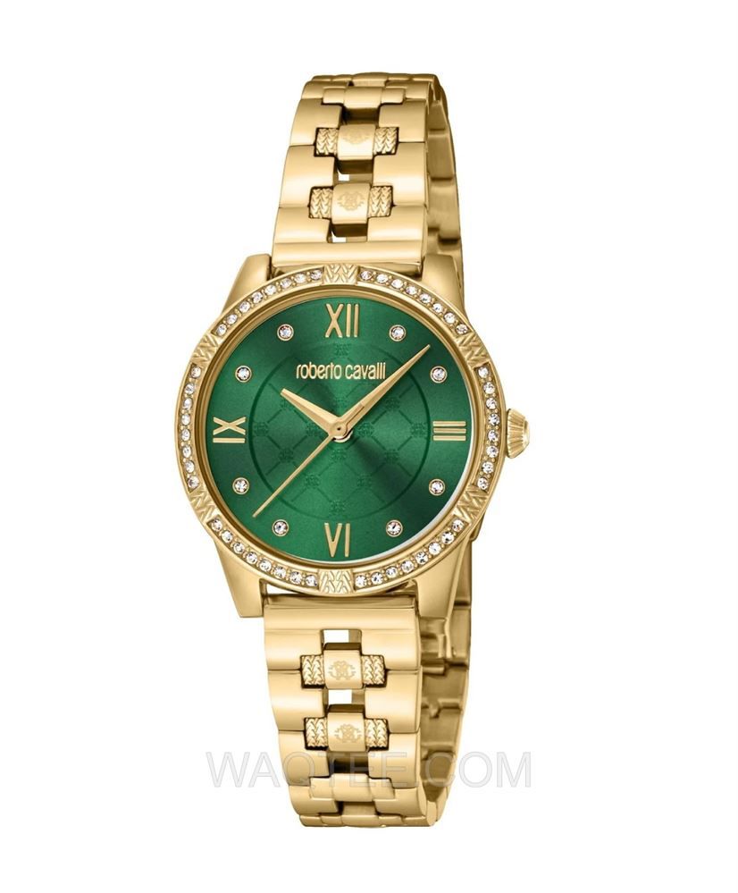 Roberto Cavalli Docile Golden St. Steel Green Dial For Women | RC5L032M0065 | ساعة يد | ساعات | هدايا