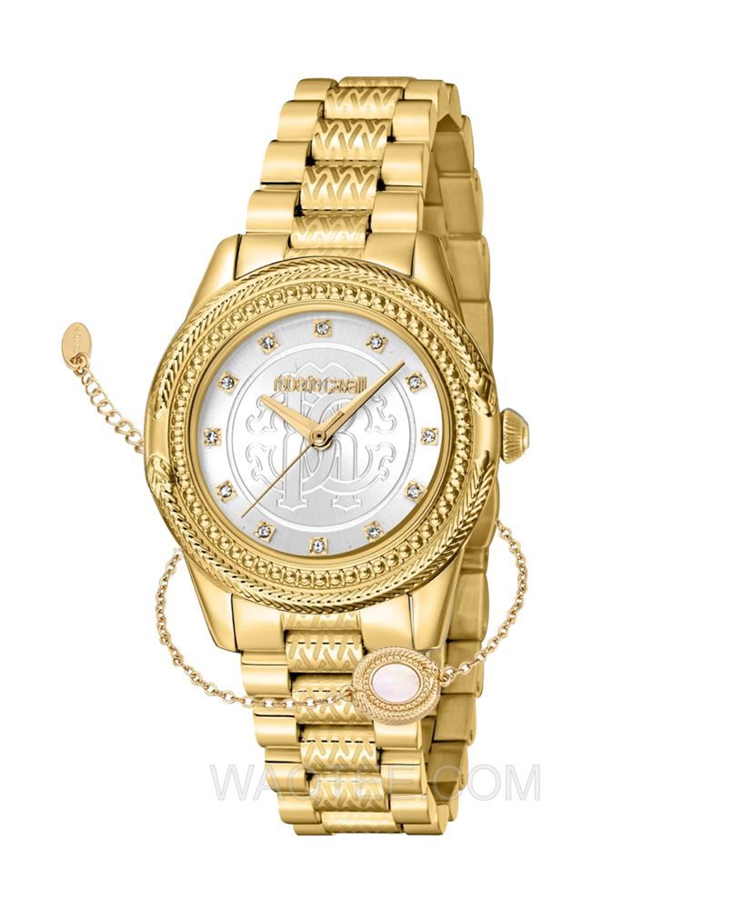 Roberto Cavalli Foggia Golden St. Steel Silver Dial For Women | RC5L063M0055 | ساعة يد | ساعات | هدايا