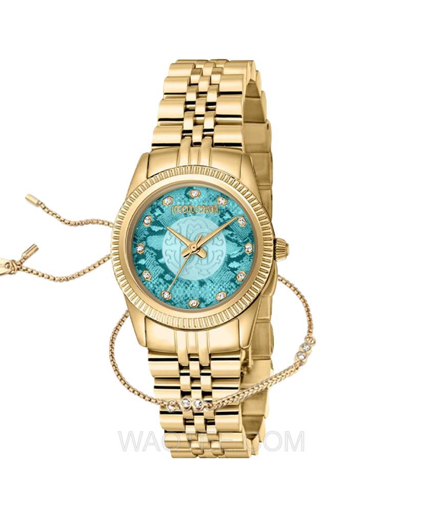 Roberto Cavalli Rima Golden St. Steel Green Dial For Women | RC5L074M0065 | ساعة يد | ساعات | هدايا