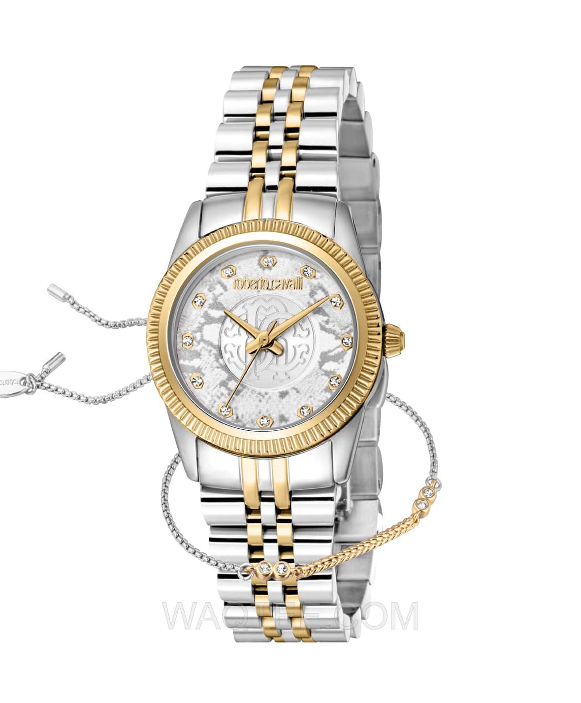 Roberto Cavalli Rima Silver & Golden St. Steel Silver Dial For Women | RC5L074M0085 | Watch | Watches | Gifts