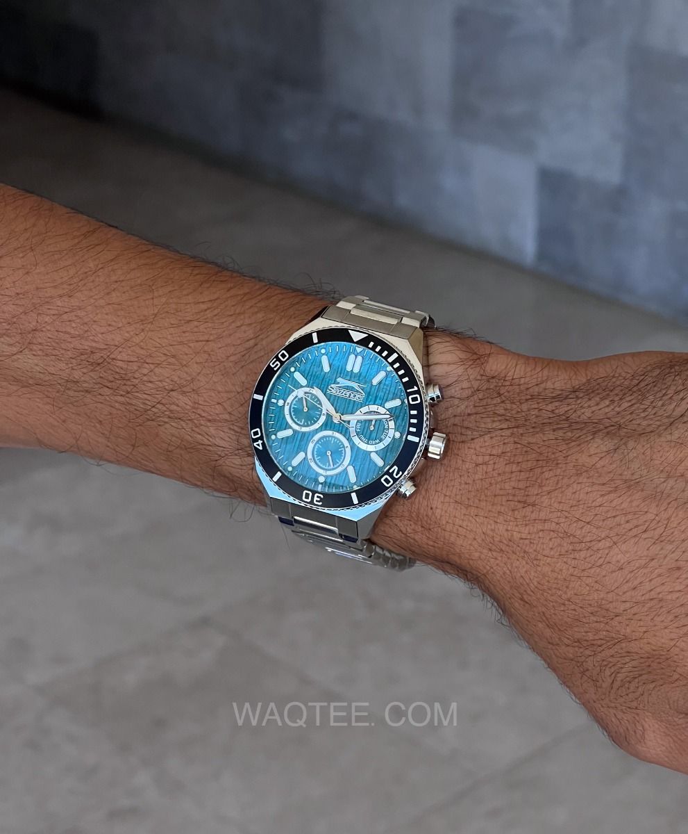 Slazenger Raimundo Silver St. Steel Blue Dial For Men  | SL.09.2370.2.03 | ساعة يد | ساعات | هدايا