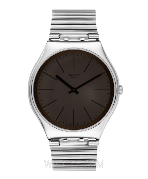 Swatch Mirror Dis-Moi Silver St.Steel  Black Dial For men  | SS07S109GG | ساعة يد | ساعات | هدايا