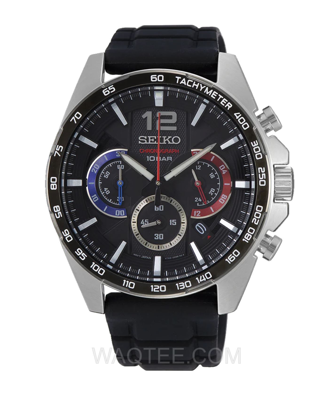 Seiko 5 Conceptual Black Rubber Black Dial Chronograph For Men  | SSB347P1 | ساعة يد | ساعات | هدايا