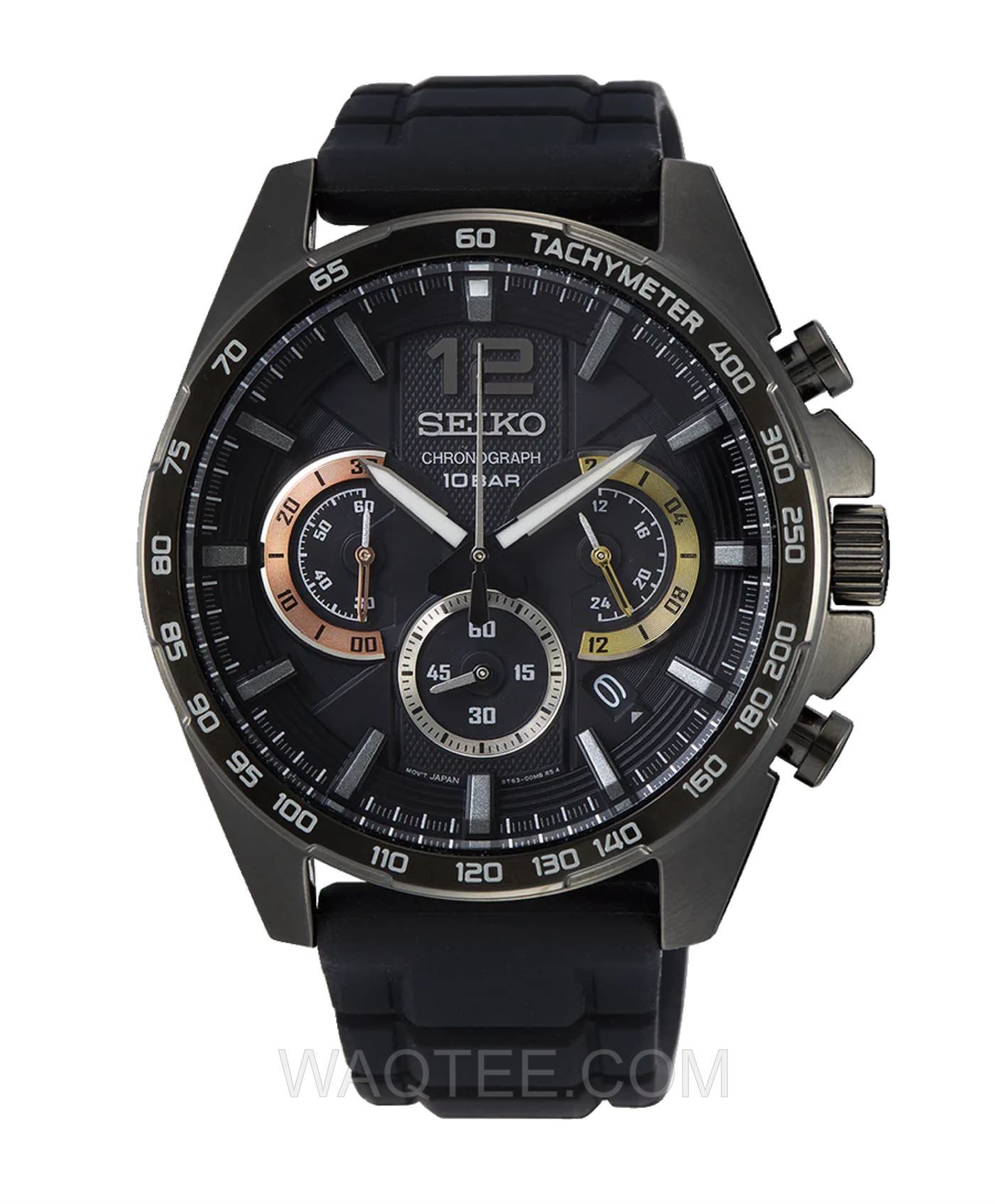 Seiko 5 Conceptual All Black Rubber Black Dial Chronograph For Men | SSB349P1 | ساعة يد | ساعات | هدايا