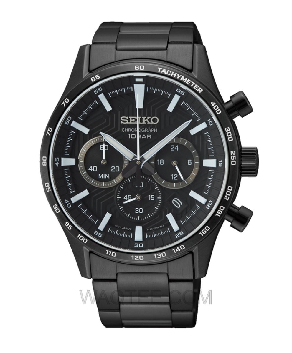 Seiko Corporation Chronograph Black St. Steel Black Dial For Men | SSB415P1 | ساعة يد | ساعات | هدايا