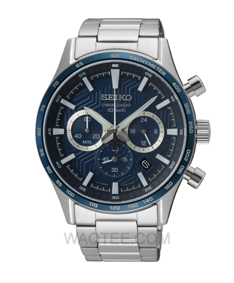 Seiko Sport chronograph Silver St. Steel Dark Blue Dial For Men | SSB445P1 | ساعة يد | ساعات | هدايا