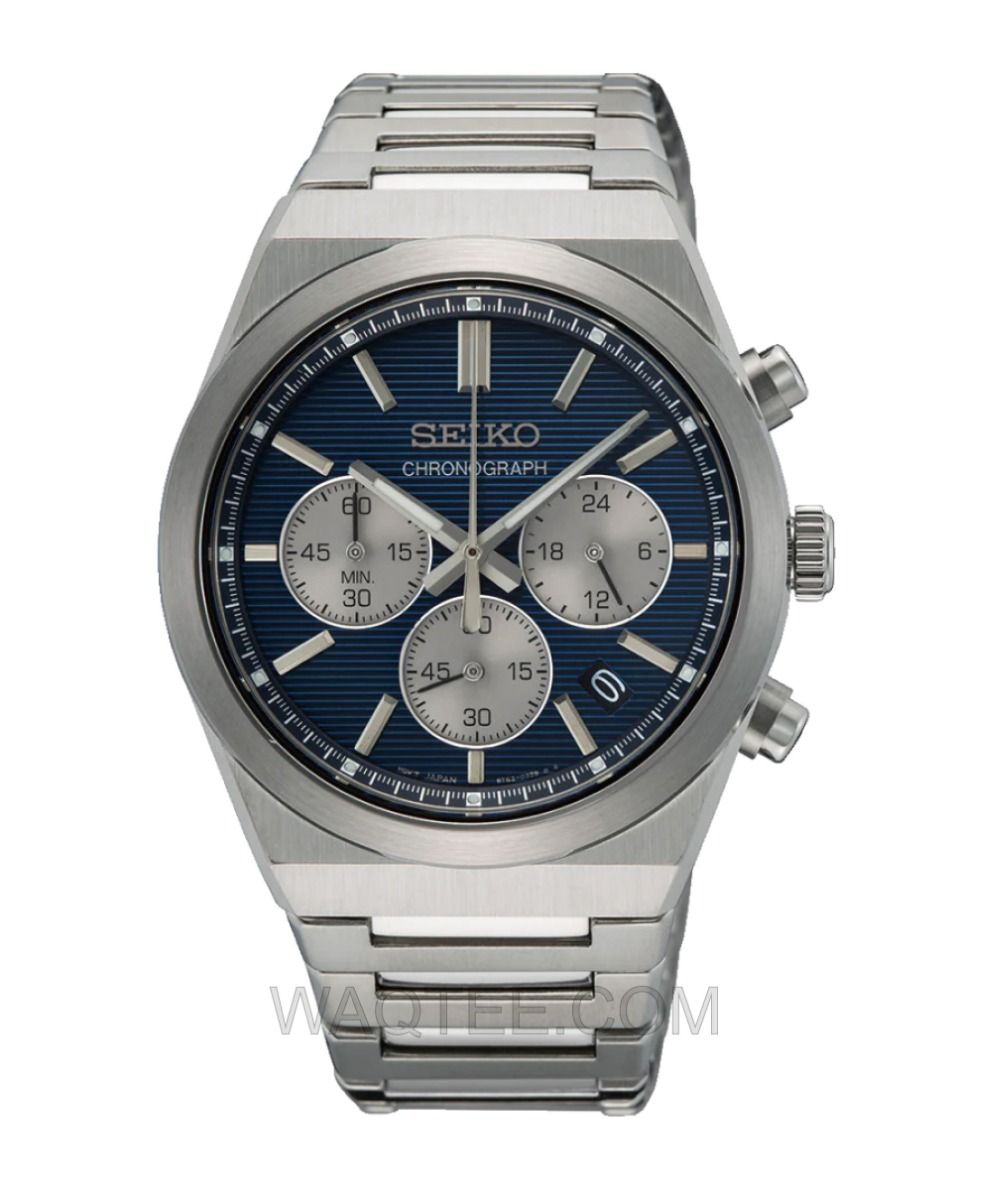Seiko Corporation Chronograph Silver St. Steel Blue Dial For Men | SSB453P1 | ساعة يد | ساعات | هدايا