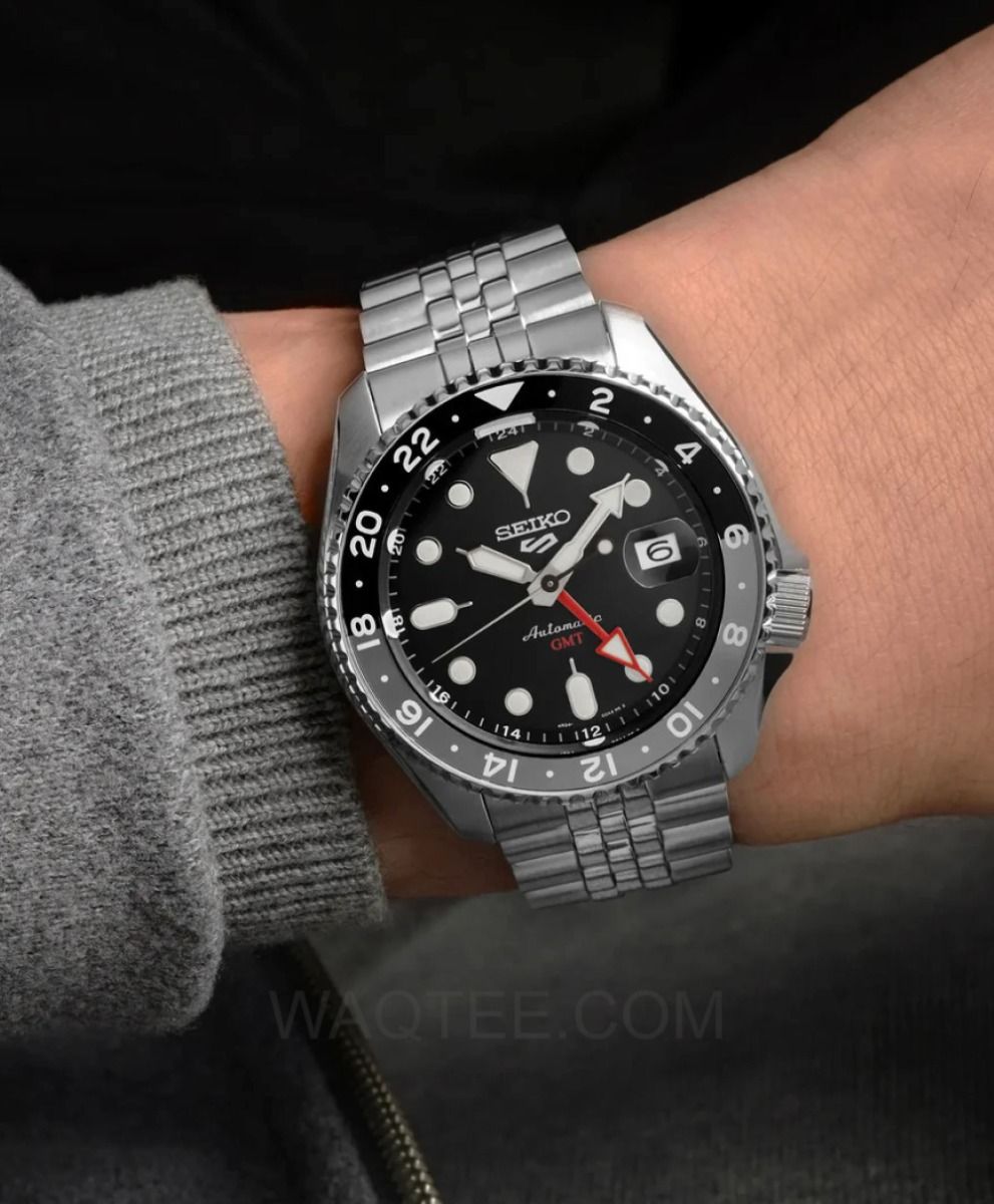Seiko 5 Sport GMT Automatic Silver St. Steel Black Dial For men  | SSK001K1 | ساعة يد | ساعات | هدايا