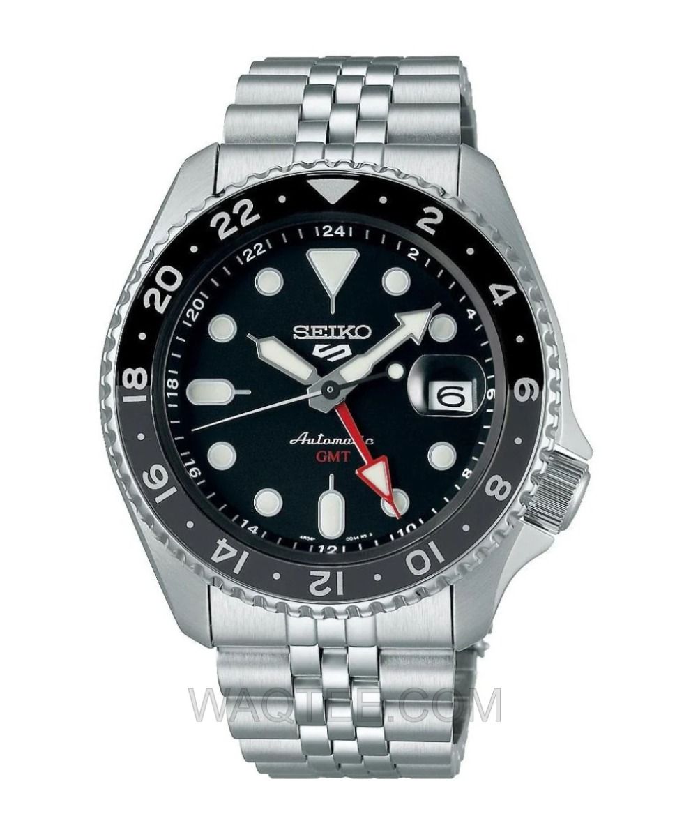 Seiko 5 Sport GMT Automatic Silver St. Steel Black Dial For men  | SSK001K1 | ساعة يد | ساعات | هدايا