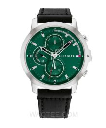Tommy Hilfiger Jameson Le Multifunction Black Leather Green Dial For ...