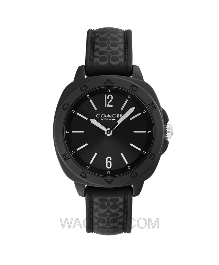 Coach Kitt Black Rubber Black Dial For women
