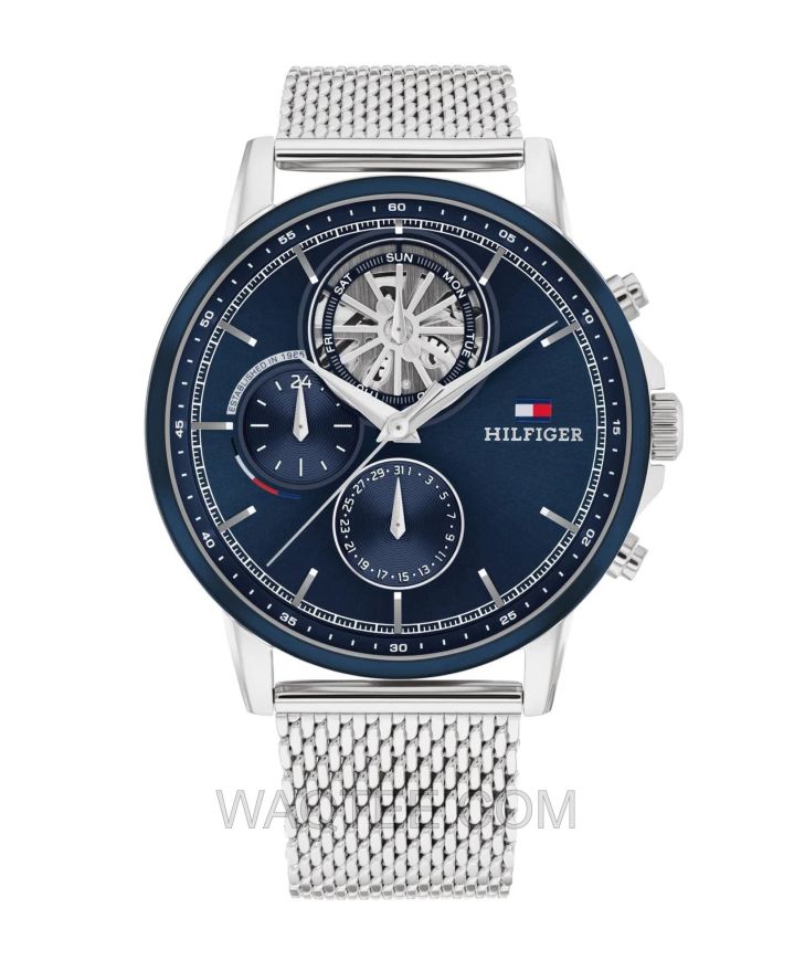 Tommy Hilfiger Stewart Silver Mesh St. Steel Dark Blue Dial For Men