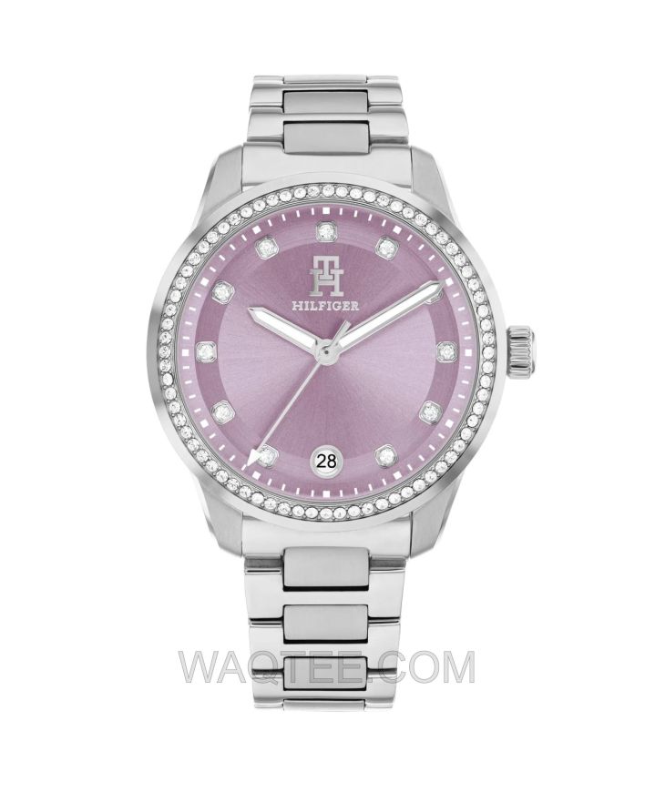Tommy Hilfiger TH85 Crystal silver St. Steel Purple Dial For Women