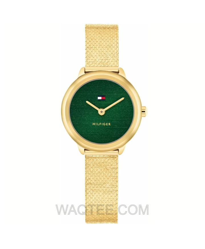 Tommy Hilfiger Ceas Golden Mesh St. Steel Green Dial For Women
