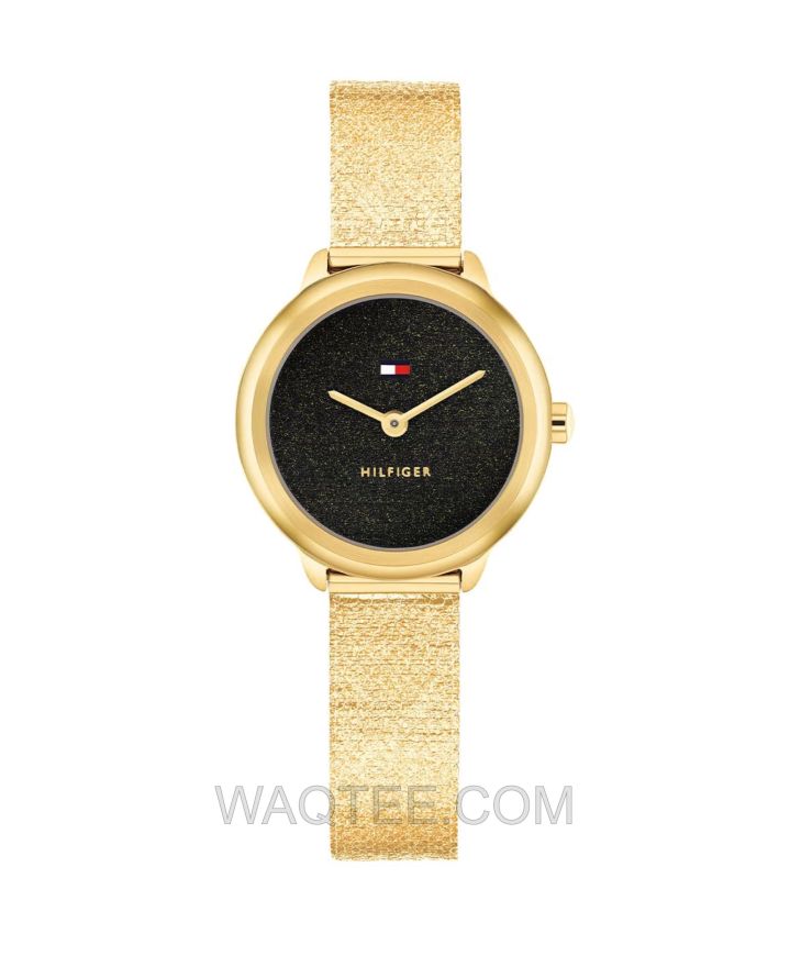 Tommy Hilfiger Demi Golden Mesh St. Steel Black Dial For Women