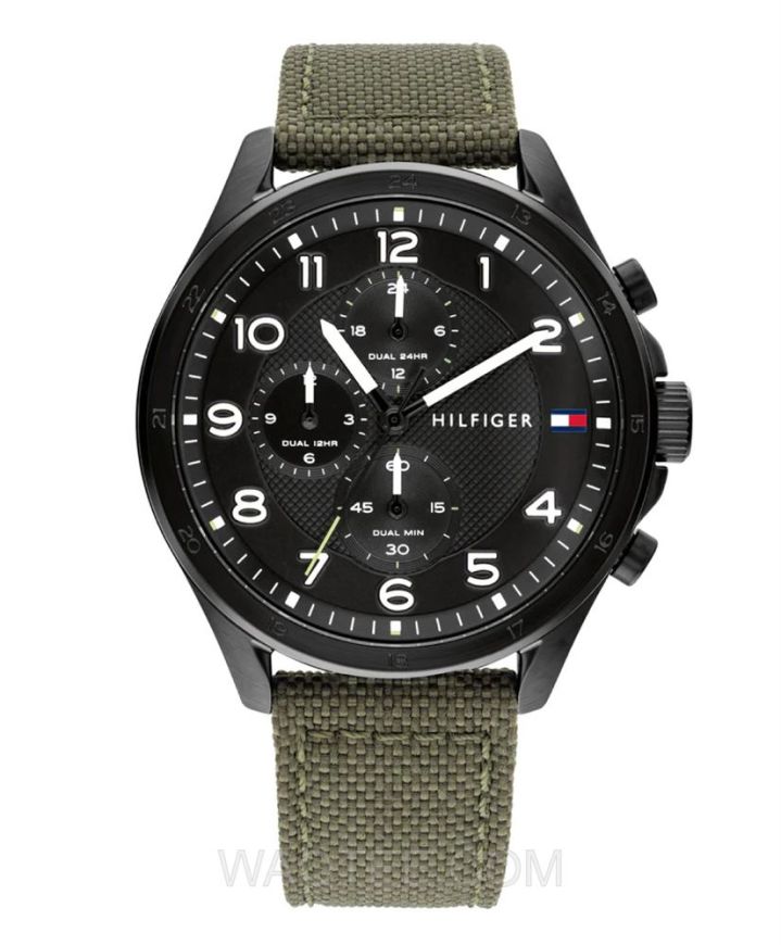 Tommy Hilfiger Axel Multifunction Army Green Cloth Band For Men
