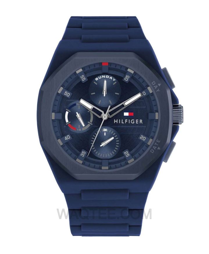 Tommy Hilfigher Neo Dark Blue Rubber Dark Blue Dial For Men