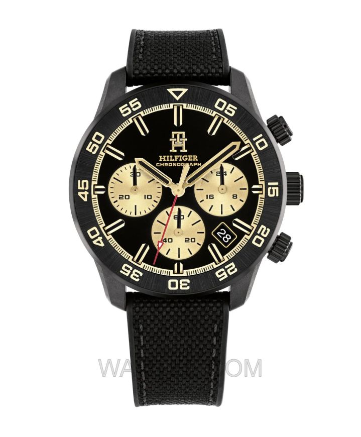 Tommy Hilfiger Carbon Black Rubber Black Dial For Men