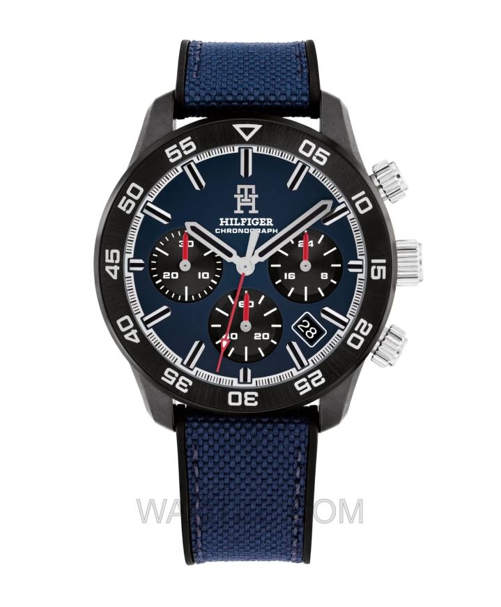 Tommy Hilfiger Carbon Dark Blue Rubber Dark Blue Dial For Men