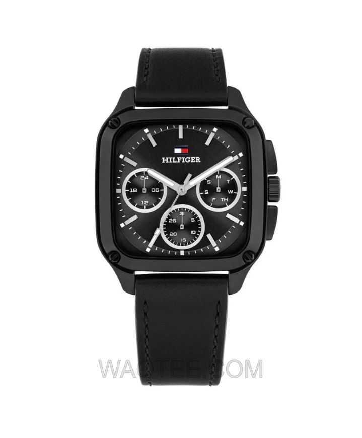 Tommy Hilfiger Herald Black Leather Black Dial For Men