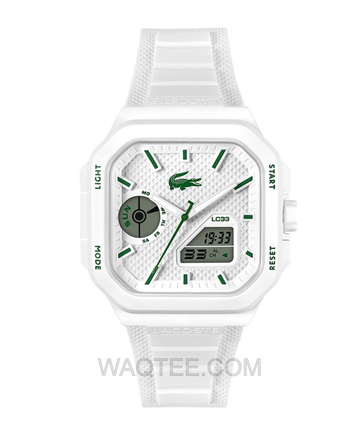 Lacoste LC33 Square White Rubber White Dial For Men