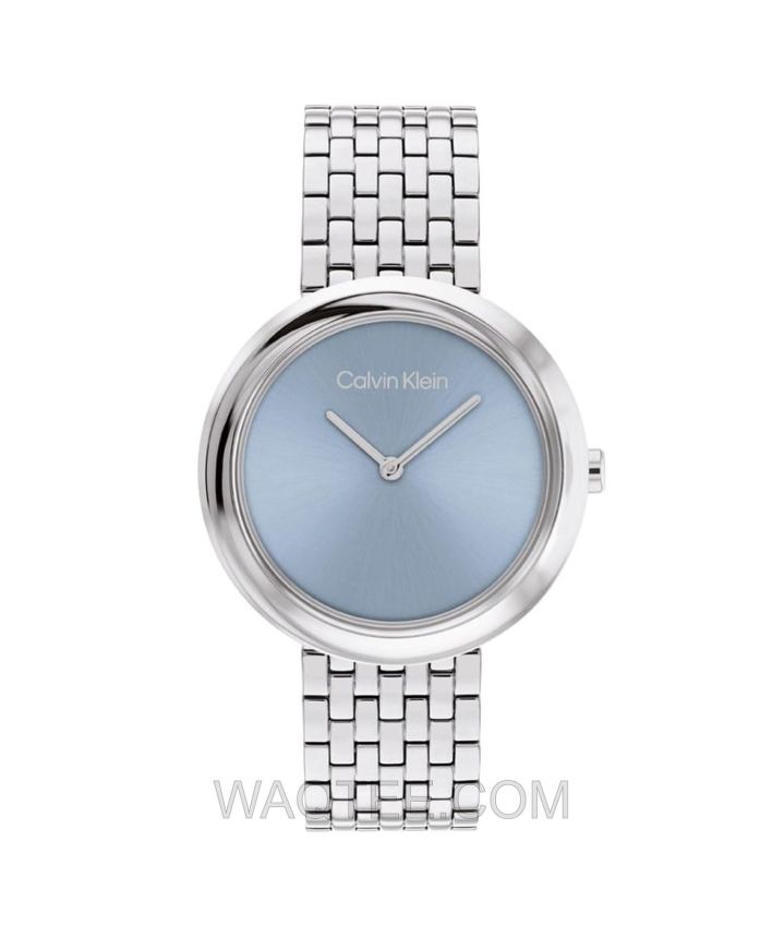 Calvin Klein Twisted Bezel Silver St. Steel Blue Dial For Women