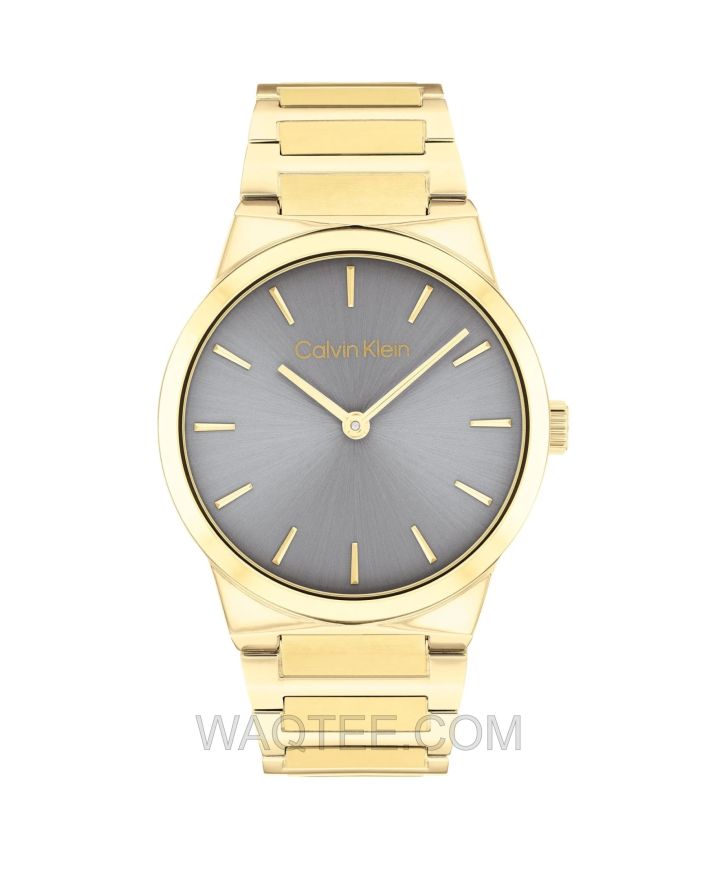 Calvin Klein CK Linear Elegance Golden St. Steel Grey Dial For Women