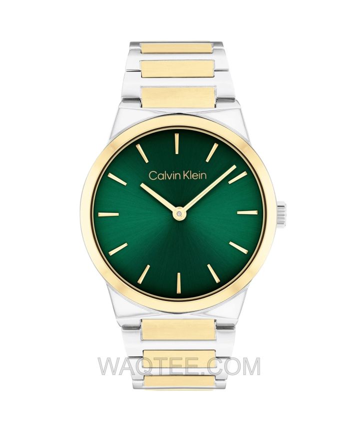 Calvin Klein CK Linear Elegance Silver & Golden St. Steel Green Dial For Women