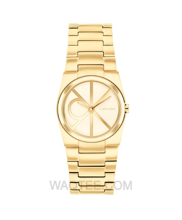 Calvin Klein Unite Golden St. Steel Golden Dial For Women