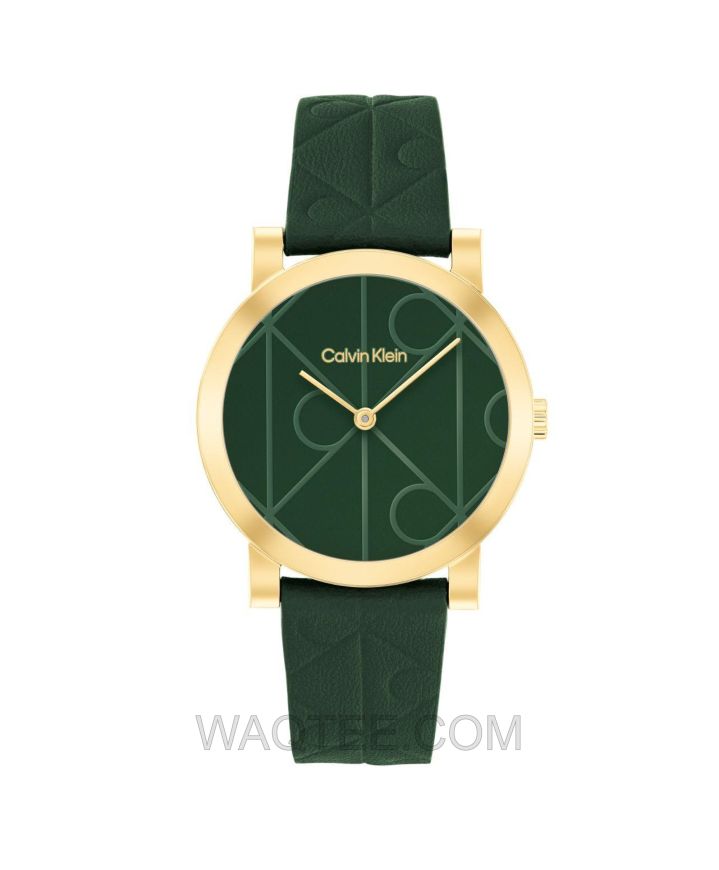 Calvin Klein Monogram Green Leather Green Dial For Women