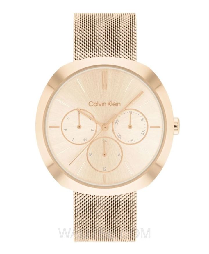 Calvin Klein Shape Rosegold Mesh St. Steel Rosegold Dial For Women