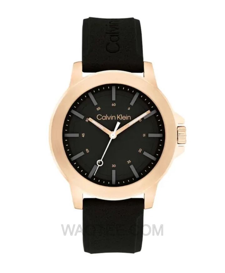 Calvin Klein CK Reset Black Rubber Black Dial Rosegold Case For Men