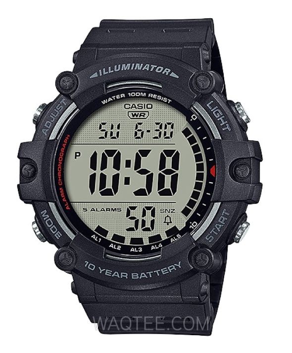 Casio Digital Illuminator World Time Black Rubber For Men 