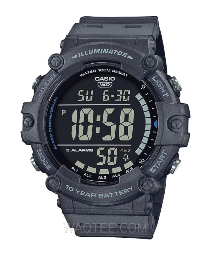 Casio Digital Illuminator World Time Grey Rubber For Men 