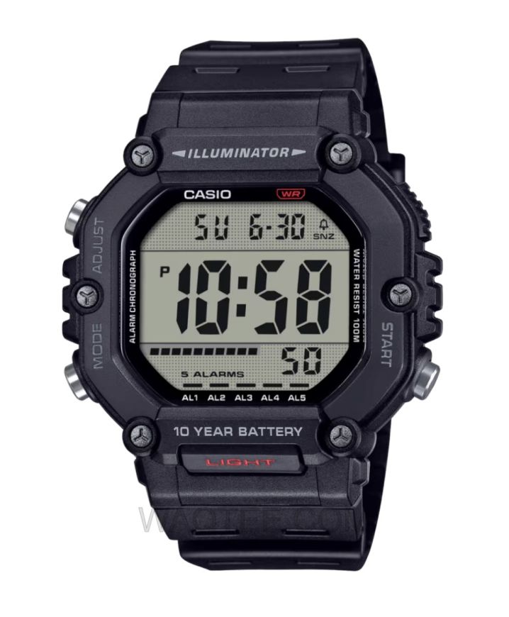 Casio Digital 10 Year Battery Life Black Rubber For Men