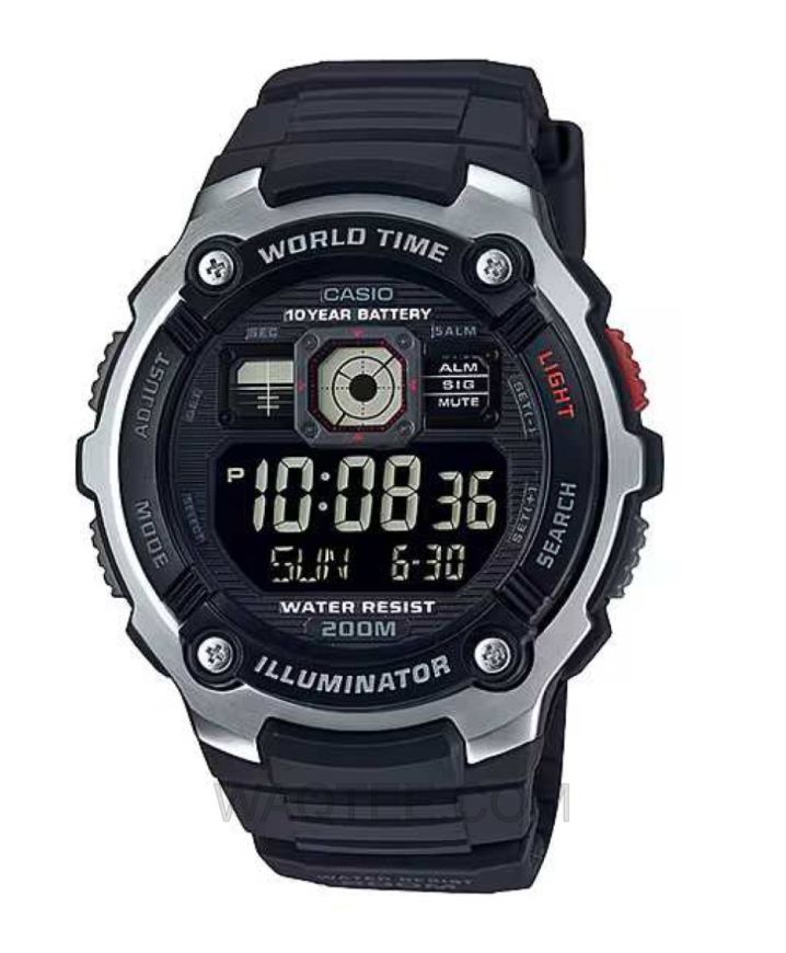 Casio AE-2000 Series Black Rubber Black Dial For Men 