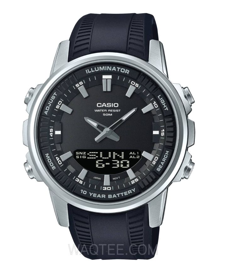 Casio Compination Black Rubber Black Dial for Men 