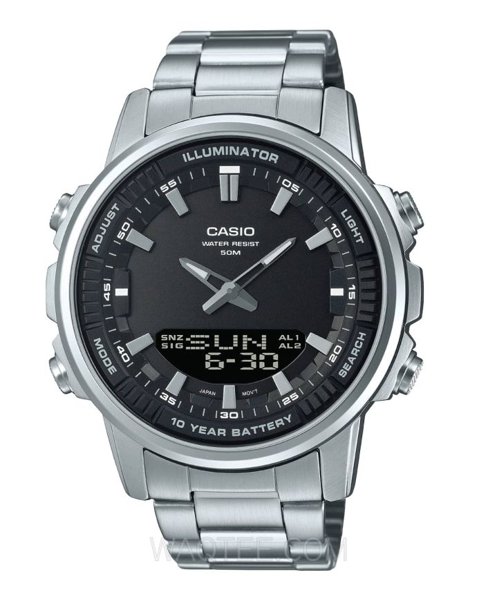 Casio Compination Silver St.Steel Black Dial for Men 