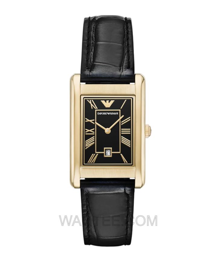 Emporio Armani Gino Black Leather Black Dial For Men