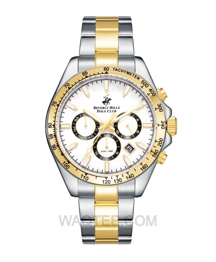 B.H. Polo Club Blackout Silver & Golden st. Steel White Dial For Men