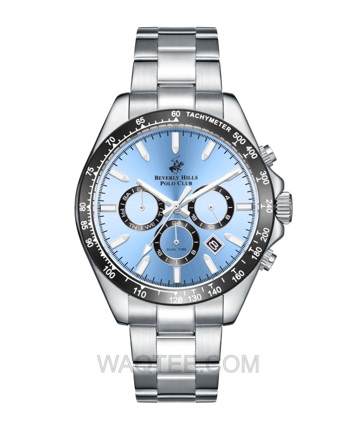 B.H. Polo Club Blackout Silver st. Steel Blue Dial For Men