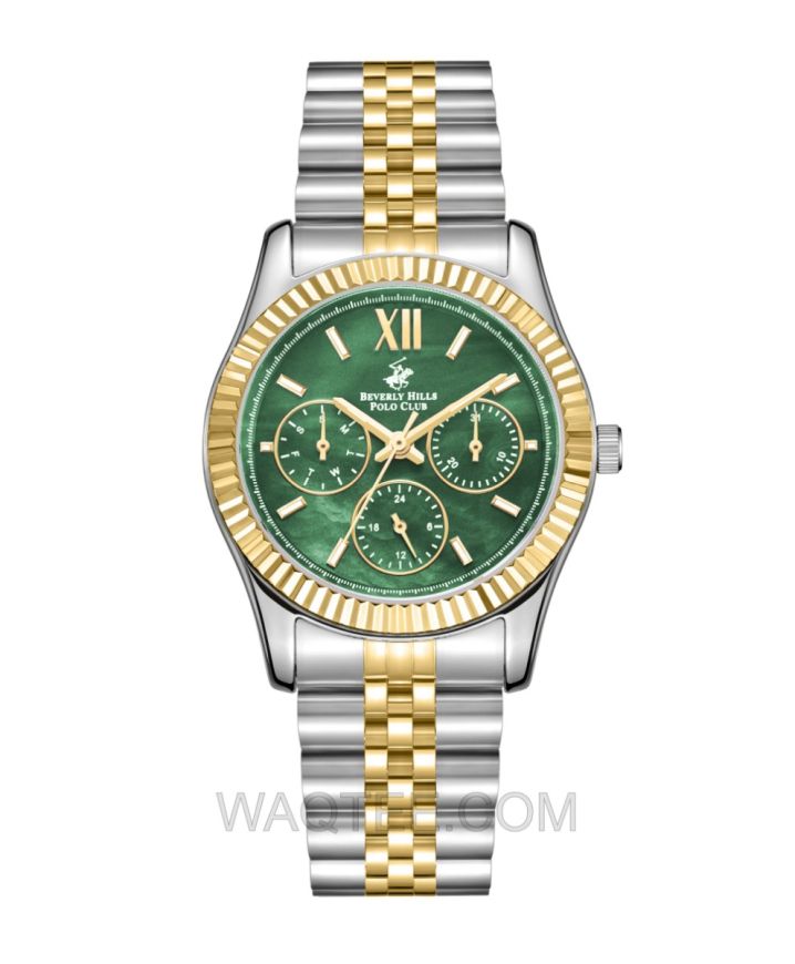 B.H. Polo Club Mariana Silver & Golden St. Steel Green MOP Dial For Women