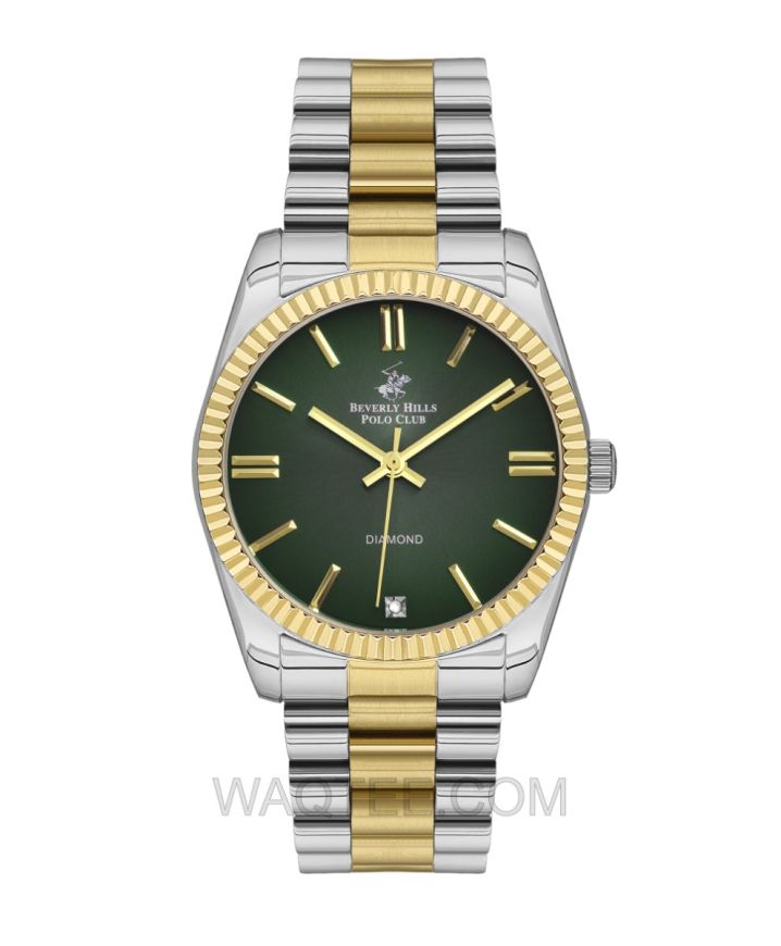 B.H. Polo Club Vera Silver & Golden St. Steel Green Dial For Women