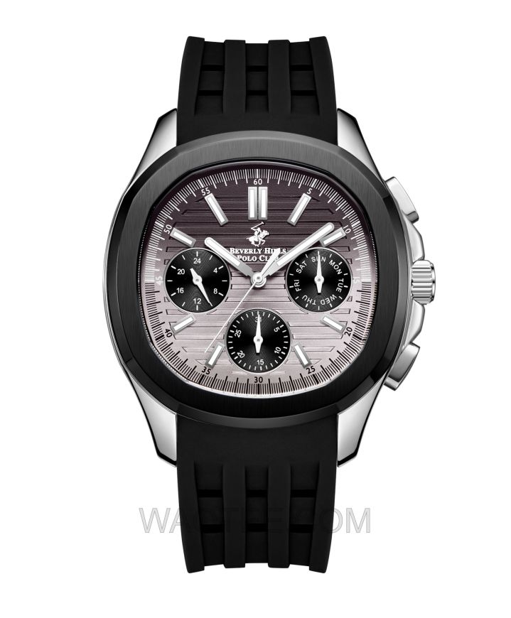 B.H. Polo Club Steelheart Black Rubber Grey Dial For Men