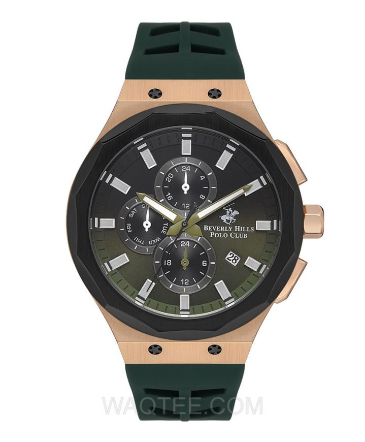 B.H. Polo Club Simon Green Rubber Green Dial Multifunction For Men