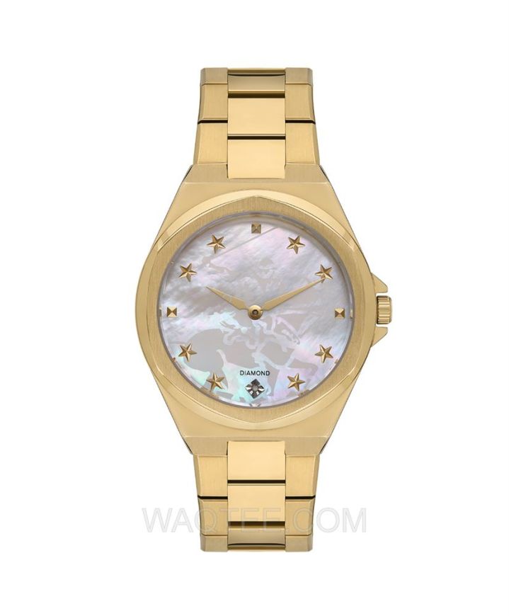 B.H. Polo Club Charli Golden St. Steel White MOP Dial For Women