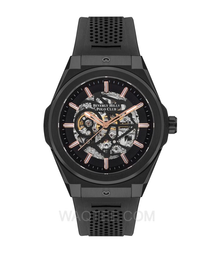 B.H. Polo Club Marcos Automatic Black Rubber Gun Metal Dial For Men