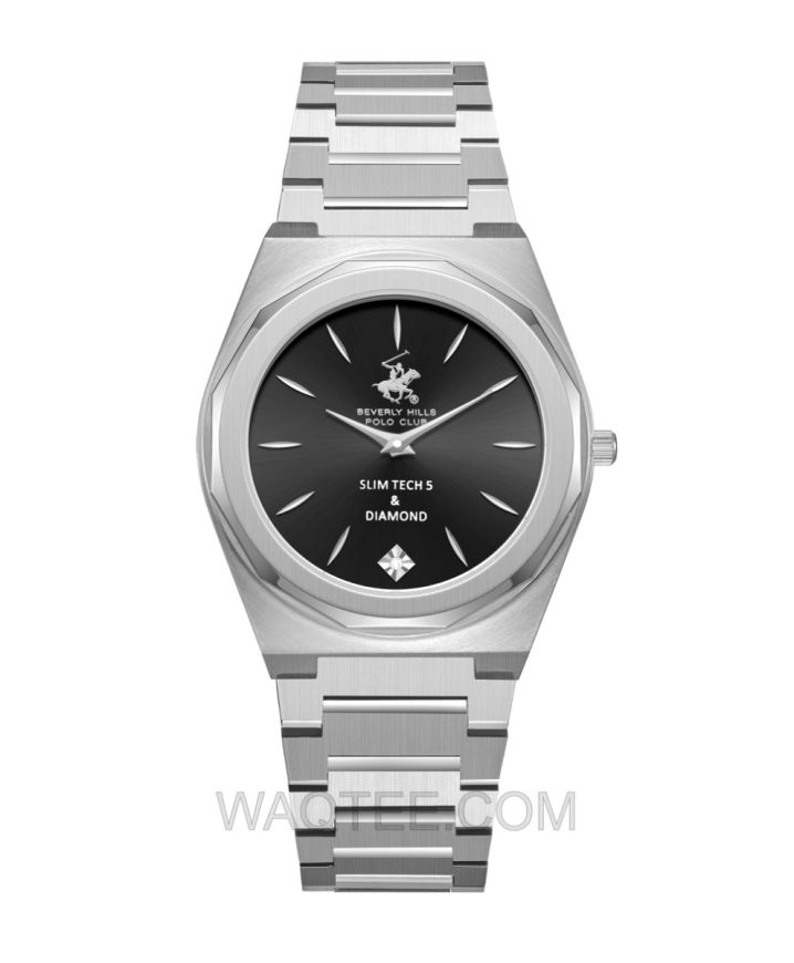 B.H. Polo Club Romina Silver St. Steel Black Dial For Women